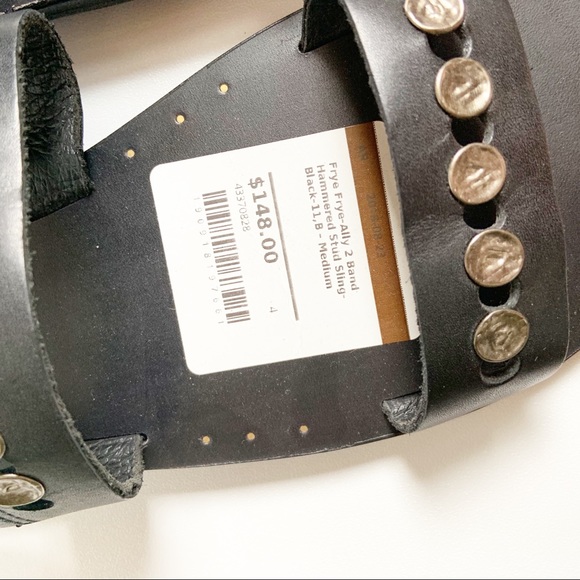 Frye Ally Black Leather Stud Sandal 11 - Picture 6 of 6